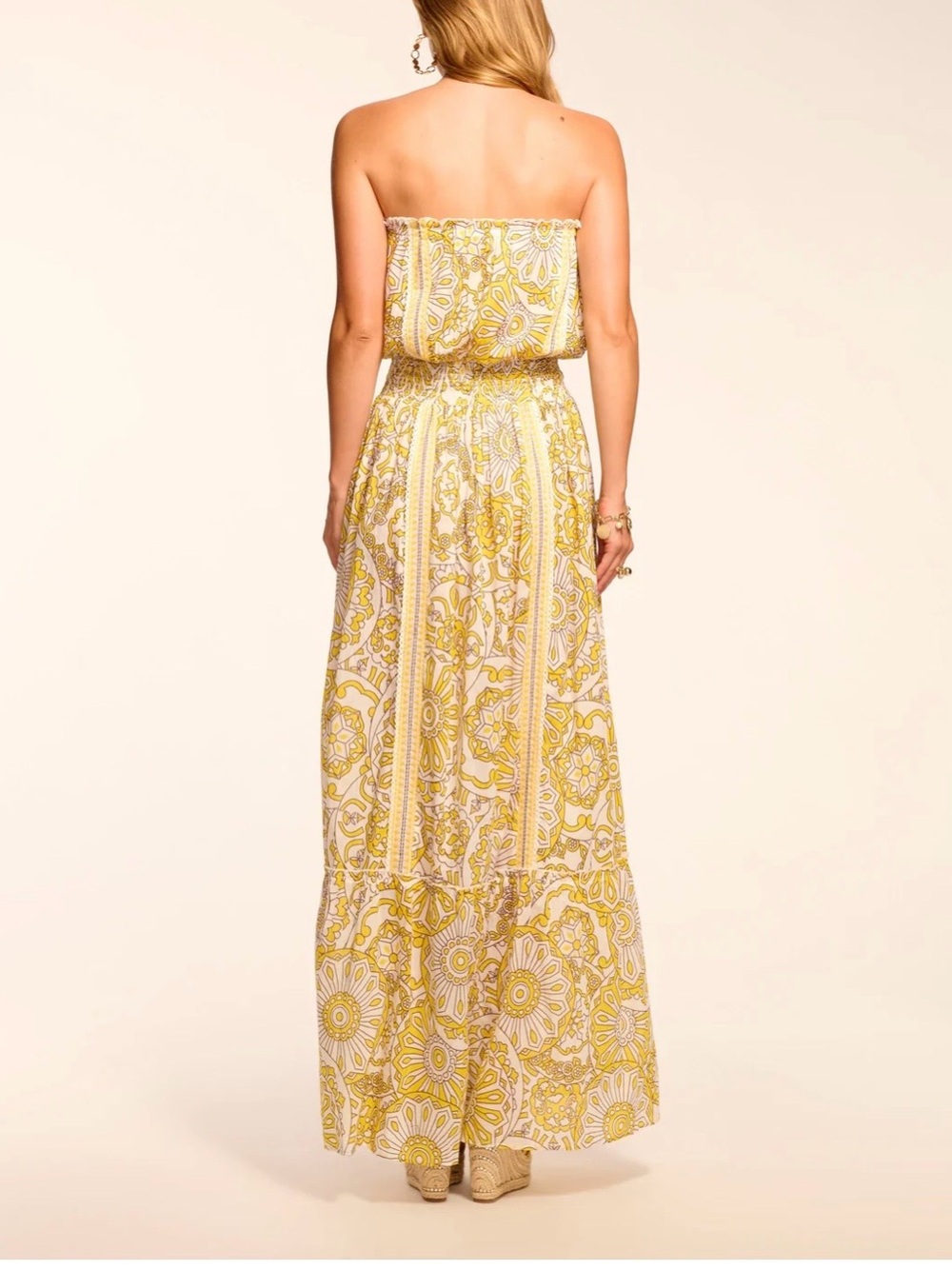 Ramy Brook Nadine Cotton Strapless Coverup Maxi Dress sunglow kaleidoscope - Picture 2 of 13
